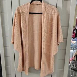 Unbranded Peach/beige Waffle Knit Open Cardi/duster. Mostly One Size